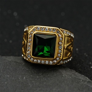 Vintage <b>Titanium</b> Steel <b>Ring</b> Gold Plated rainbow Gemstone <b>Ring</b> Jewelry - Product Image 5