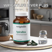 Wright Life Spirulina 100 Capsules Végétaliennes 500mg Soutien Hépatique & Antioxydant Supplément Marque Privée OEM