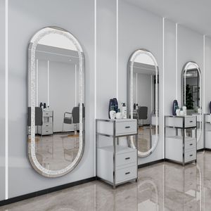 Miroir LED rond incrusté de <span class=keywords><strong>strass</strong></span>, station de beauté de luxe, miroir de coiffure et de maquillage pour salon de beauté - Product Image 6