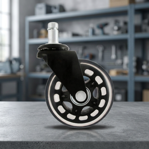 Cce <b>Caster</b> 3 Inch Office Chair Wheel With <b>Metal</b> Stem And Black Polyurethane Rim For Smooth Rolling And Durability - Product Image 3
