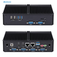 Qotom pas cher Mini PC core i3 5005U Computadora USB3.0 double Lan Mini pc 6 COM RS232 sans ventilateur Mini ordinateur industriel
