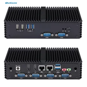 Qotem PC Mini core i3 5005U Computadora USB3.0 Dual Lan Mini pc 6 COM RS232 tanpa kipas komputer industri Mini