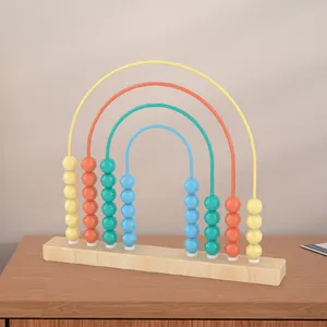 Cuentas de madera arcoíris de alta calidad, juguetes de matemáticas Montessori, aprendizaje para contar números para matemáticas de Enseñanza Temprana