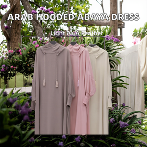 Elegante Vestido Abaya de Poliéster para Mujer, Estilo Holgado con Capucha, Largo hasta el Tobillo, Estilo de Medio Oriente - Product Image 2