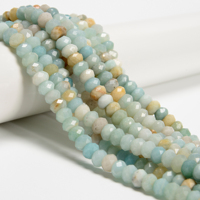 Perles de pierre d'amazonite verte naturelle de haute qualité 5x8mm, facettées en forme de rondelle, certifiées GIC pour la fabrication de bijoux