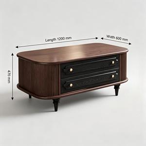 Mesa de Centro Moderna de Madera Sólida Ecológica y Fácil de Limpiar, Estilo Mid-Century, con Cajones de Almacenamiento, para Apartamento, Hotel, Sala de Estar, Hogar - Product Image 4