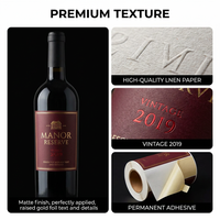 Etiquetas Personalizadas para Botellas de Vino - Rollo de Etiquetas Impermeables con Lámina Dorada Metálica para Botellas de Champán y Vino Tinto