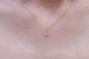 インスピレーションを与えるステンレススチールジュエリーダイヤモンドノーススターネックレスタイニースターチャームとダイヤモンドはデートとプロムナイトギフトを開始します - Product Image 6