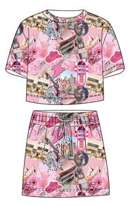 Ensemble 2 pièces pour petites filles : T-shirt et <span class=keywords><strong>jupe</strong></span> à taille élastique, haut court à manches courtes pour tout-petits, tenue élégante avec <span class=keywords><strong>jupe</strong></span> droite - Product Image 2