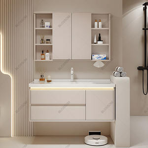 Combinaison de lavabo de salle de bain minimaliste moderne avec miroir <span class=keywords><strong>LED</strong></span> lavabo de salle de bain suspendu - Product Image 3