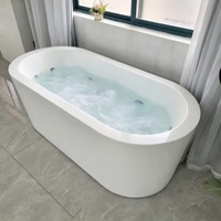 Populaire Ovale de Luxe Design Acrylique Solide Surface Baignoire Autoportante baignoire en plastique pour projet D'hôtel