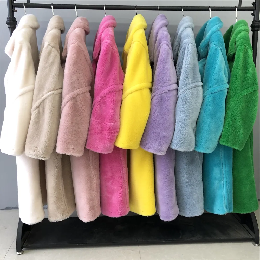 Abrigo de peluche personalizado para mujer, gabardina larga de piel de oveja 2021, abrigo de peluche clásico de gran tamaño, moda Real, 100%