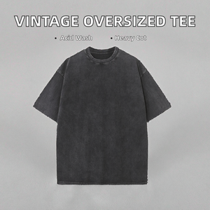 Custom <b>Drop</b> Shoulder Heavyweight Cotton <b>Acid</b> Wash Casual Men's T-Shirt with Pattern Vintage Regular Fit - Product Image 2