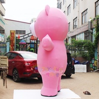 Guangzhou Plaisir CE Gonflable Rose Ours En Peluche Mascotte Adulte Dessin Animé Costume De Fête À La Main Logo Personnalisé