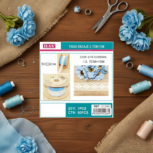 Strisce di pizzo ILAN 2,7 cm x 15 m colore crema per artigianato e decorazioni - Product Image 2