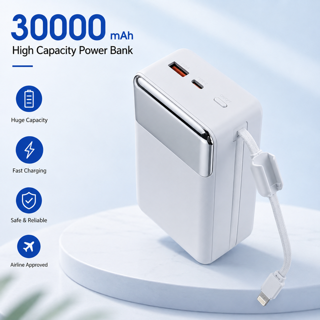 Multifunctional Power Bank 30000 Mah Custom Portable  PD22.5W Fast Charging Power Bank for Hot Sale