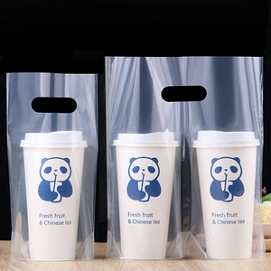 Logo personnalisé PE Plastique Thé au lait Sac d'emballage pour tasses simples et doubles Café Jus de boisson Porte-boisson pour supermarché - Product Image 5