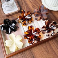 Jepit Rambut Bunga Vintage ALL YOUNG Resin Motif Cangkang Kura-Kura, Penjepit Kelopak Bunga, Aksesoris Rambut Wanita Elegan untuk Sehari-hari, Grosir, Custom