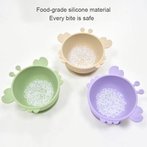 Plato de Silicona de Grado Alimenticio con Forma de Cangrejo para Bebés, Plato de Succión Antideslizante para la Alimentación de Niños Pequeños, Diseño de Dibujos Animados - Product Image 1