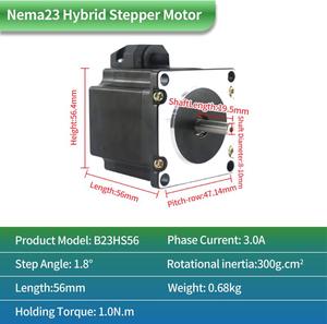 Nuevo Kit de Motor Híbrido Digital Runcin de 2 Fases, 23 mm, 56 mm, 1 Nm, 142 oz.in, 5.6 A, 24 V-50 V para Máquinas - Product Image 2
