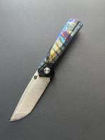 Couteau tactique utilitaire OEM personnalisé 14C28N avec manche en titane, verrouillage Frame Lock, finition bleu thermique, outil de chasse extérieur, vente directe usine en gros