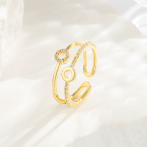 Double Layered Open Ring Geometric Shape Pave Setting Index Finger Ring Everyday Wear - Product Image 1
