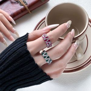 Fashion Jewelry Eco-friendly Copper Blue Spinel & Red Corundum Zircon Vintage Open <b>Adjustable</b> <b>Rings</b> for Statement - Product Image 6