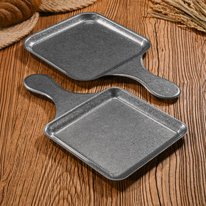 Retro Stainless Steel Square <b>Tray</b> With Handle Multi Purpose Serving Plate For Hotel Coffee <b>Tea</b> Snacks - Product Image 3