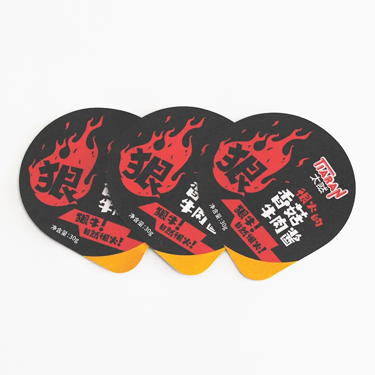 Custom printed heat sealing precut aluminum foil lids for instant noodles and plastic cup