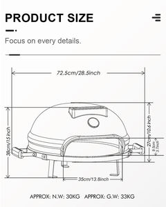 Sdarseb — four à pizza portable blanc, 21 pouces, grande argile portable pour cuisine d'extérieur, en bois, haute température - Product Image 6