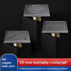 Custom 304 Stainless Steel All-Copper Anti-Odor Floor Drain Gun Gray Core Modern Simple Design for Bathroom Shower Room - Product Image 2