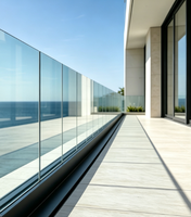 Profilé de support en aluminium sur mesure en forme de U avec verre trempé pour ponts, terrasses, porches et escaliers d'hôtels