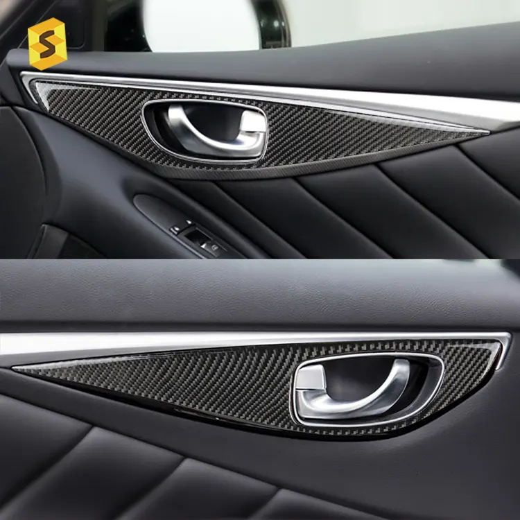 For Infiniti Q50 Q60 Carbon Fiber Door Handle frame sticker Car accessories Real carbon fiber Q50 Q60
