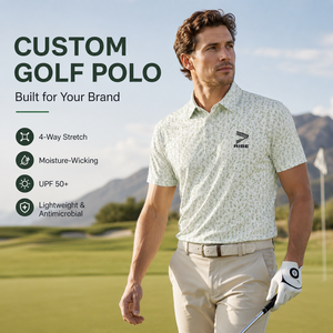 Polos de Golf Personalizados para Hombre con Estampado Botánico, Transpirables, Elásticos en 4 Direcciones, UPF 50, OEM, ODM, Liquidación Privada - Product Image 1