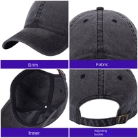 Casquette de baseball à 6 panneaux en coton 100% de couleur unie, style américain vintage, délavée et usée, plaque légère