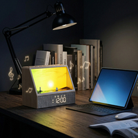 Réveil Lumineux LED 3D Effet Lever de Soleil 10W, Réveil Simulé, Horloge Numérique, Bruit Blanc, Haut-parleur Bluetooth, Prise USB, Chambre à Coucher
