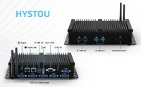 Hystou colokan AU tertanam tanpa kipas 64GB DDR4 generasi ke-8 PC Industri Mini Dual LAN 6 USB 6 Com Port 4GB memori Video