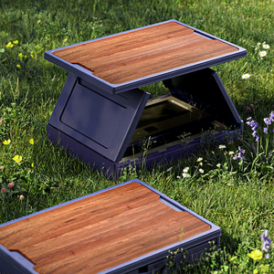 <b>FOLDING</b> Foldable Plastic Food <b>Storage</b> <b>Box</b> Rectangular With Wooden Lid Magnetic DoorMinimalist Design - Product Image 6