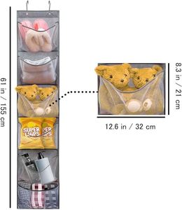 Over the Door Shoe Organizer Hanging Stuffed Animals Storage Diaper Holder Clothes Shelve for Closet with 6 <b>Large</b> Pockets - Product Image 3