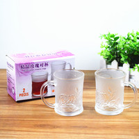 Lot de deux tasses roses givrées avec poignée, cadeau d'affaires publicitaire, idéal pour la rentrée scolaire, modèle moderne monocouche, vente en gros fabricant