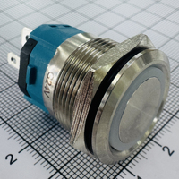 Interrupteur à bouton-poussoir métallique éclairé ZLQ22H-SWP20Z-EG24V-S à verrouillage, à courant élevé, avec anneau lumineux vert LED, IP67 IK10 SUS