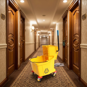 Solución Integral para Suministros de Hotel: Carro de Limpieza de Goma para Mujeres Trabajadoras, Carro Recolector de Residuos, Carro para Mopa, Carro de Agua de 20L con Sistema de Escurrido - Product Image 4