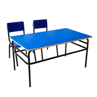 Ensemble table et chaises de salle à manger en métal robuste et moderne pour l'école, l'appartement, l'hôpital, le camp de formation, la cantine