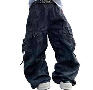 Pantalon de style rétro serpentine camouflage punk pour hommes, jambe large et ample, taille basse avec logo, service OEM - Product Image 2