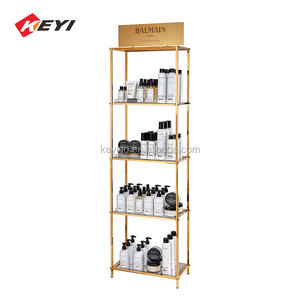 Estante de cabello humano de Metal negro con logotipo personalizado, estantes de exhibición para tienda de pelucas, soporte de exhibición para extensión de cabello de pie dorado y plateado - Product Image 5