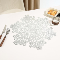 Napperons de table en PVC de luxe de style européen, 42 cm, motif feuille de Ginkgo en vinyle doré, pour salle à manger, café, cuisine, événements et mariages