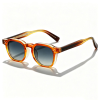 Lunettes de Soleil Rondes Vintage d'Épaisseur Italienne pour Hommes et Femmes, Fabrication en Gros, Branches CP, Rétro, Logo Personnalisé, Bonne Qualité