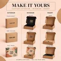 Boîte d'expédition personnalisée en kraft avec intérieur noir - Extérieur en carton ondulé naturel, panneau intérieur noir contrastant laminé mat