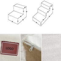 Escalier pour chien à 2/3 marches, design oreilles de lapin, support robuste, mousse amovible, rampe d'angle droit pour animaux de compagnie