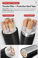 Cable de Alimentación de Bajo Voltaje YJV 4Cx 50mm2 con Aislamiento de PVC y Cubierta de PVC, Conductor de Cobre Trenzado para Computadora